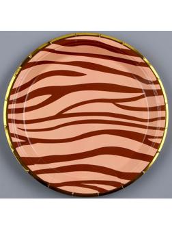 Тарелка бумажная «Полоски», в наборе 6 шт., цвет розовый