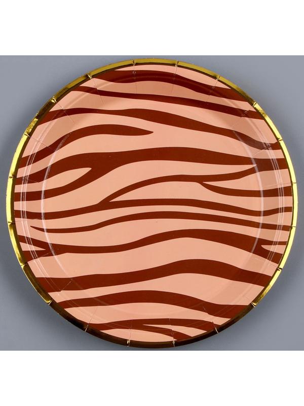 Тарелка бумажная «Полоски», в наборе 6 шт., цвет розовый