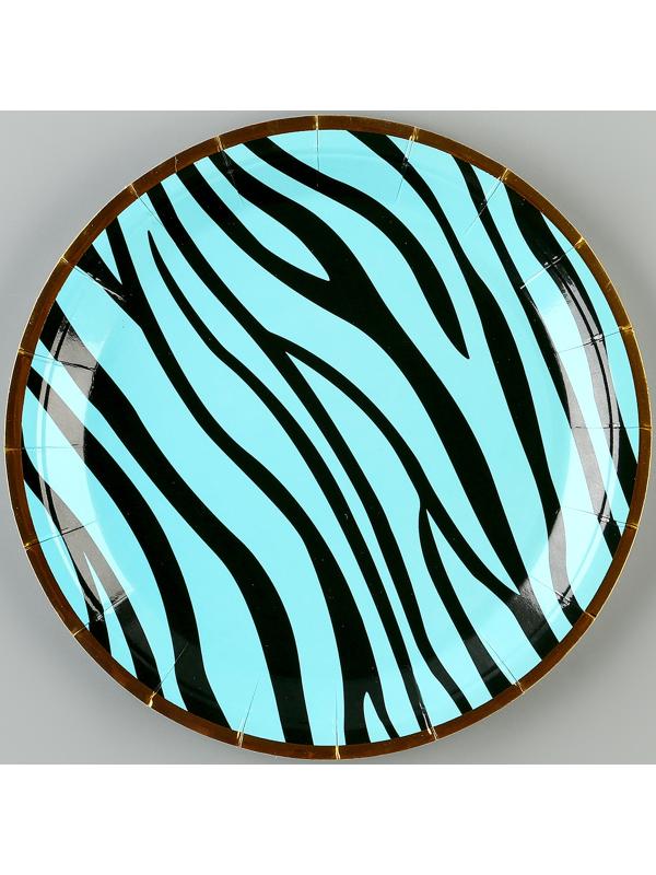 Тарелки бумажные «Полоски», 6 шт, цвет синий