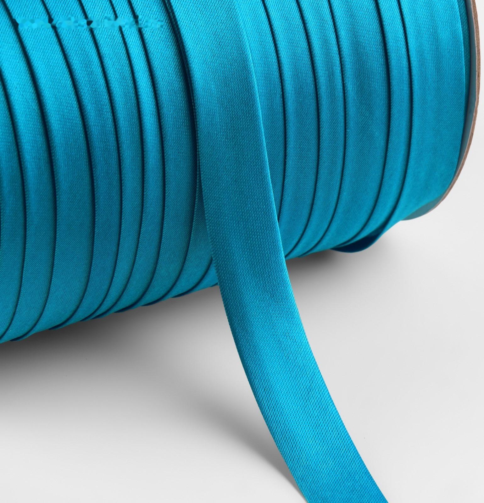 Косая бейка атласная, 15 мм × 132 ± 1 м, цвет голубой №9077