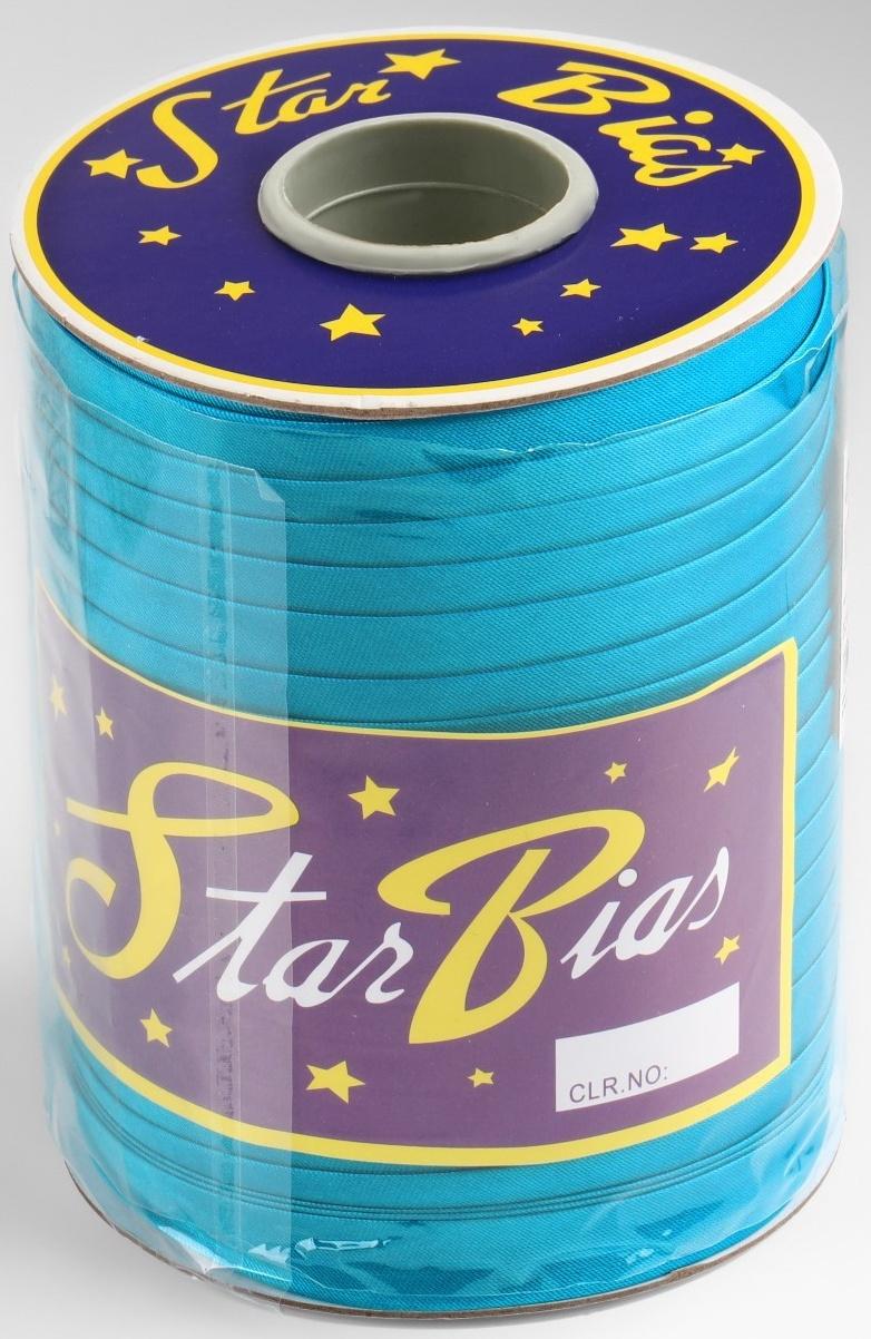 Косая бейка атласная, 15 мм × 132 ± 1 м, цвет голубой №9077