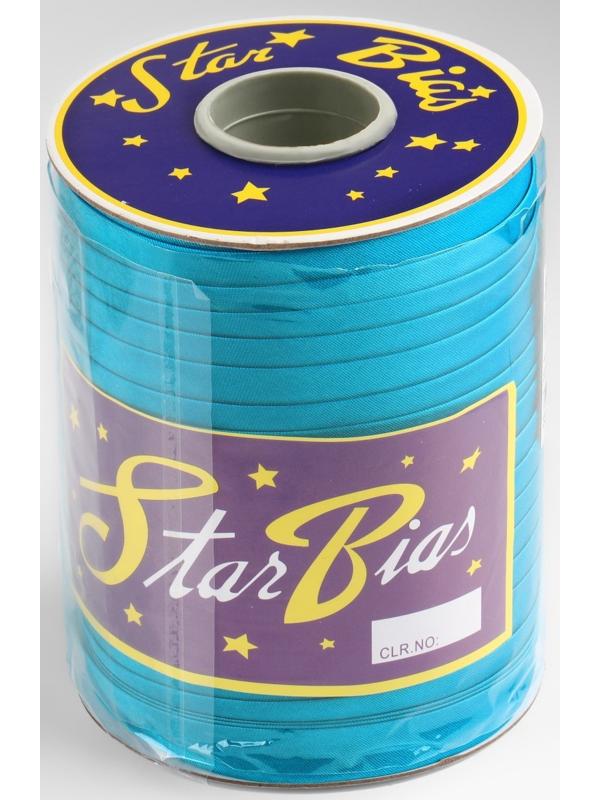 Косая бейка атласная, 15 мм × 132 ± 1 м, цвет голубой №9077