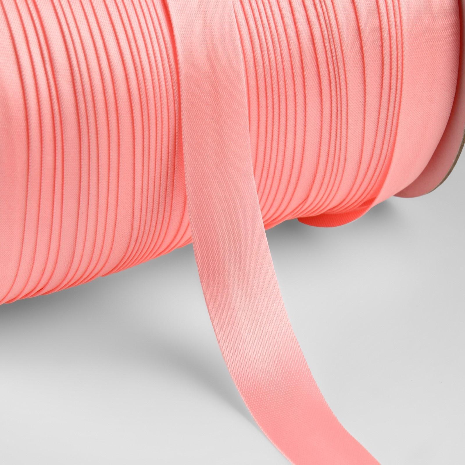 Косая бейка атласная, 15 мм × 132 ± 1 м, цвет нежно-розовый №9105