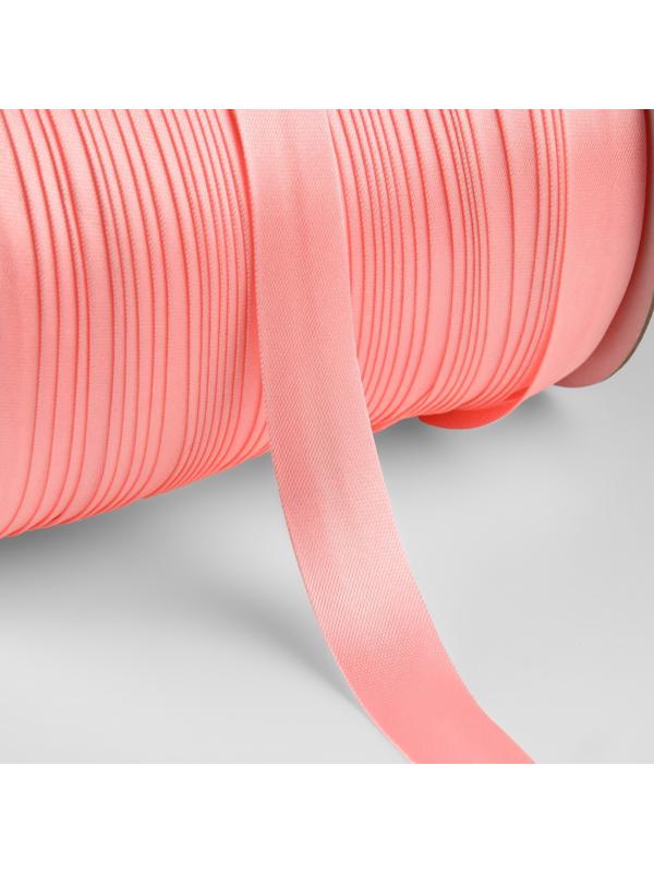 Косая бейка атласная, 15 мм × 132 ± 1 м, цвет нежно-розовый №9105