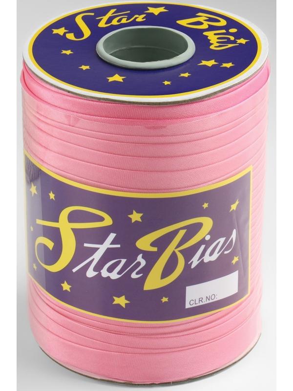 Косая бейка атласная, 15 мм × 132 ± 1 м, цвет розовый №9111