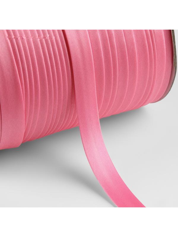 Косая бейка атласная, 15 мм × 132 ± 1 м, цвет розовый №9111