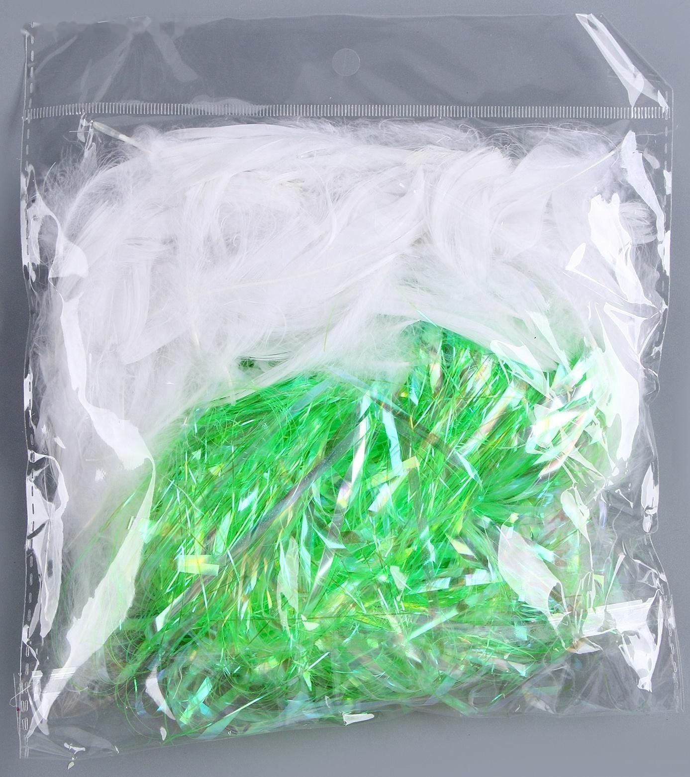 Набор для творчества и декора «Перья белые + наполнитель», цвет зеленый