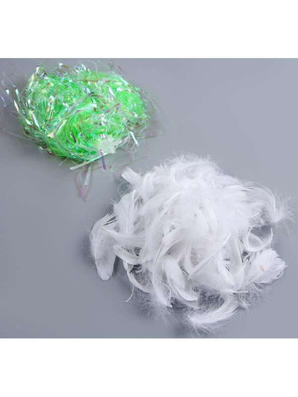 Набор для творчества и декора «Перья белые + наполнитель», цвет зеленый