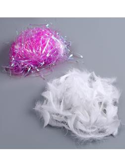 Набор для творчества и декора «Перья белые + наполнитель», цвет фуксия