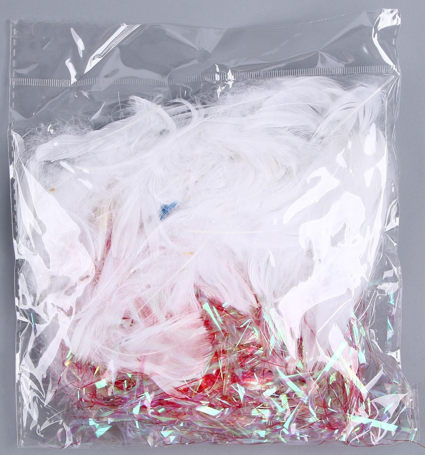 Набор для творчества и декора «Перья белые + наполнитель», цвет красный