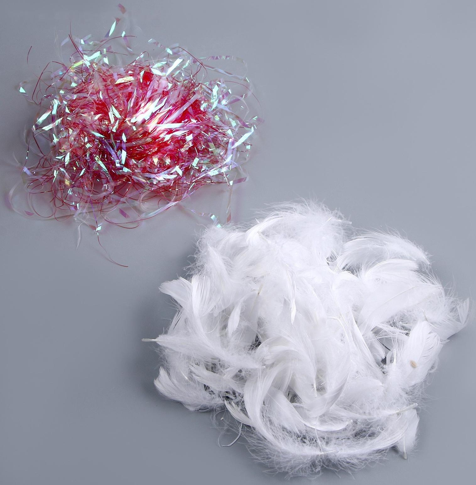 Набор для творчества и декора «Перья белые + наполнитель», цвет красный