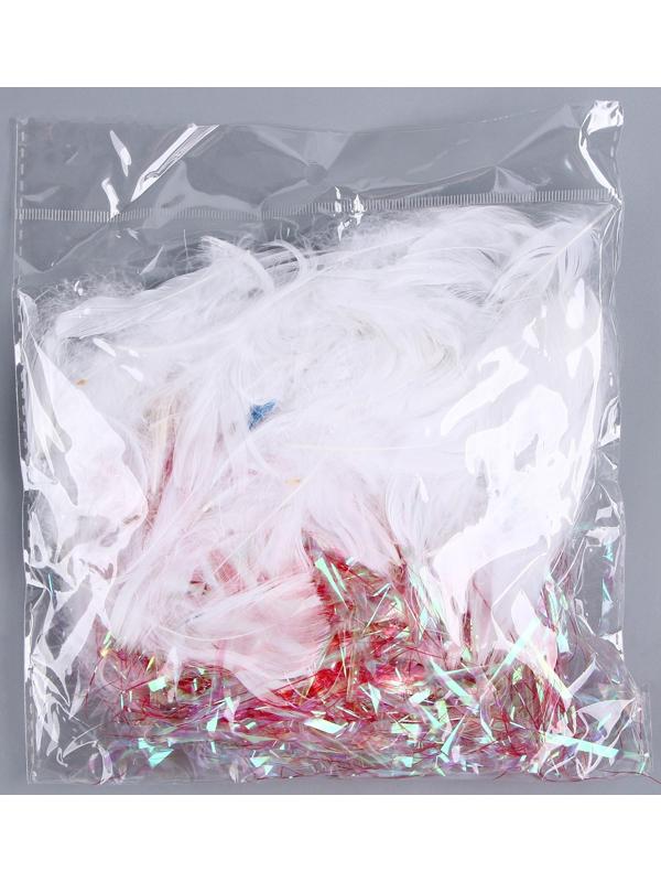 Набор для творчества и декора «Перья белые + наполнитель», цвет красный