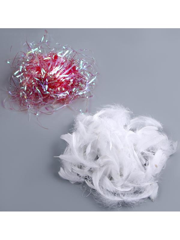 Набор для творчества и декора «Перья белые + наполнитель», цвет красный