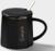 Кружка керамическая с ложкой Simple, 350 мл, цвет чёрный