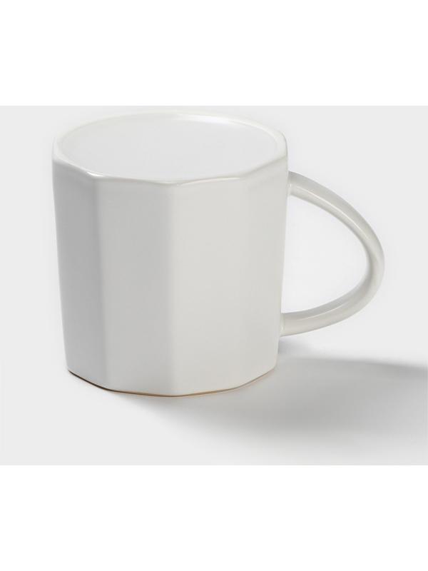 Кружка керамическая с ложкой Simple, 350 мл, цвет белый
