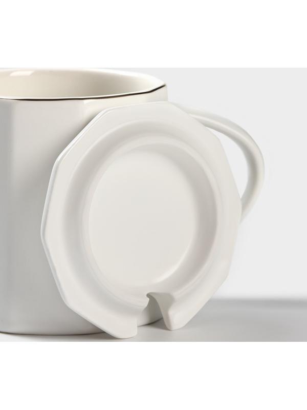 Кружка керамическая с ложкой Simple, 350 мл, цвет белый