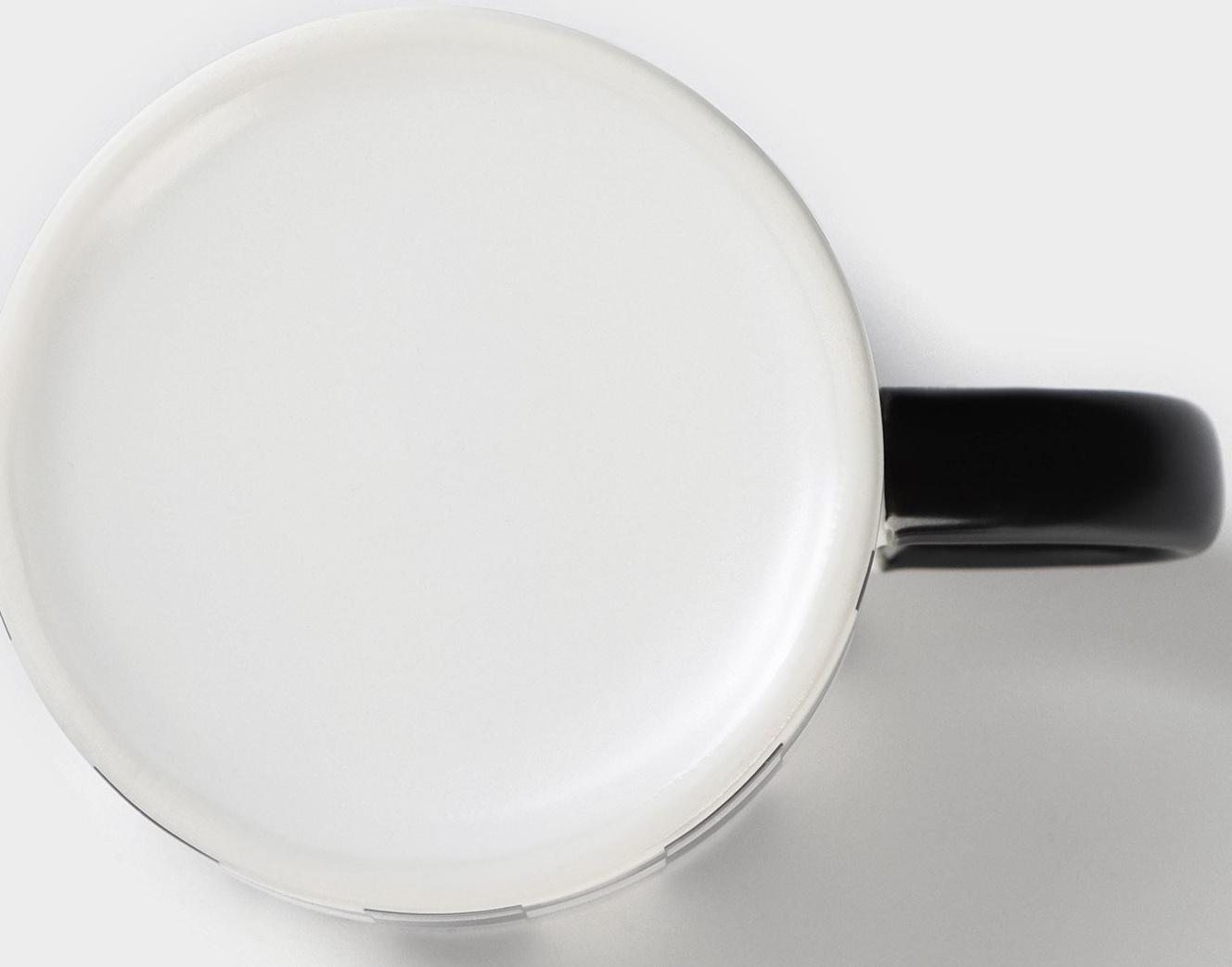 Кружка керамическая с ложкой «Абстракт», 400 мл, цвет чёрный и белый