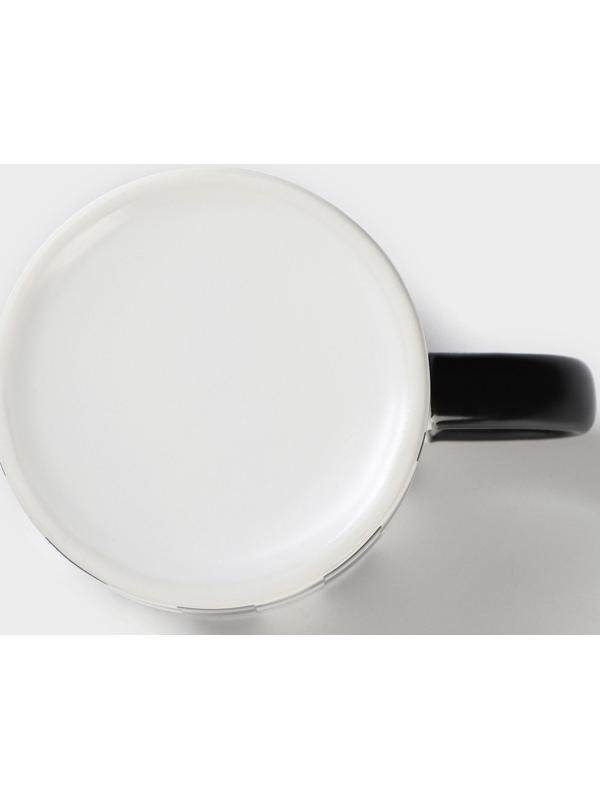 Кружка керамическая с ложкой «Абстракт», 400 мл, цвет чёрный и белый