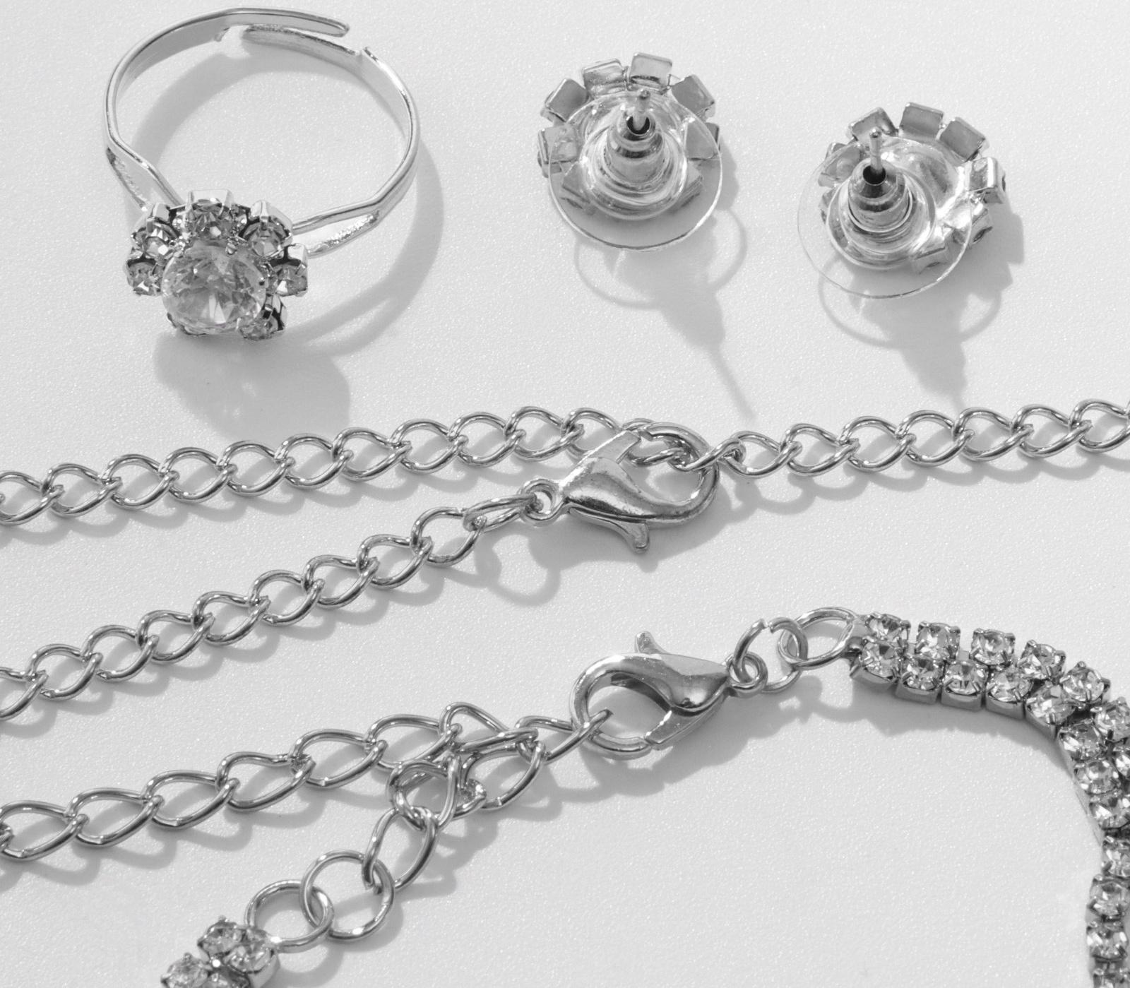 Набор 4 предмета: серьги, колье, браслет, кольцо 