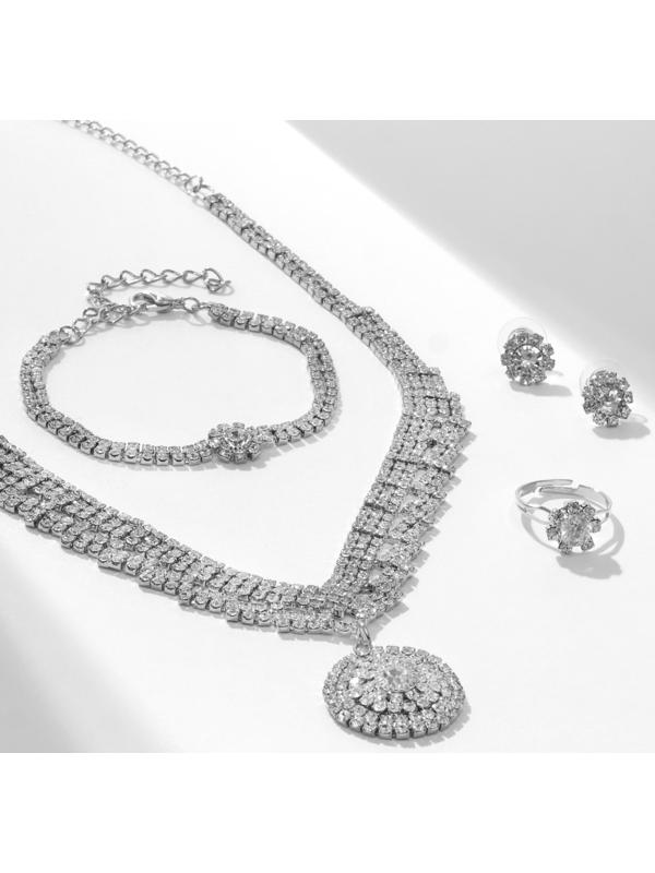 Набор 4 предмета: серьги, колье, браслет, кольцо 