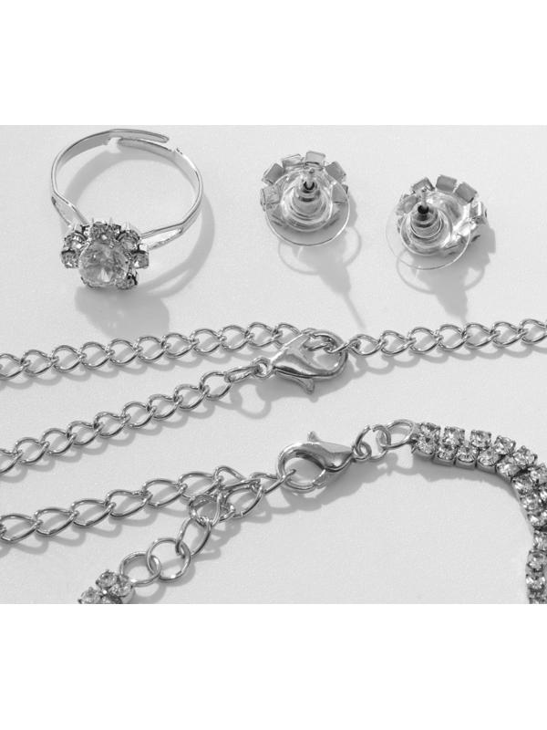 Набор 4 предмета: серьги, колье, браслет, кольцо 