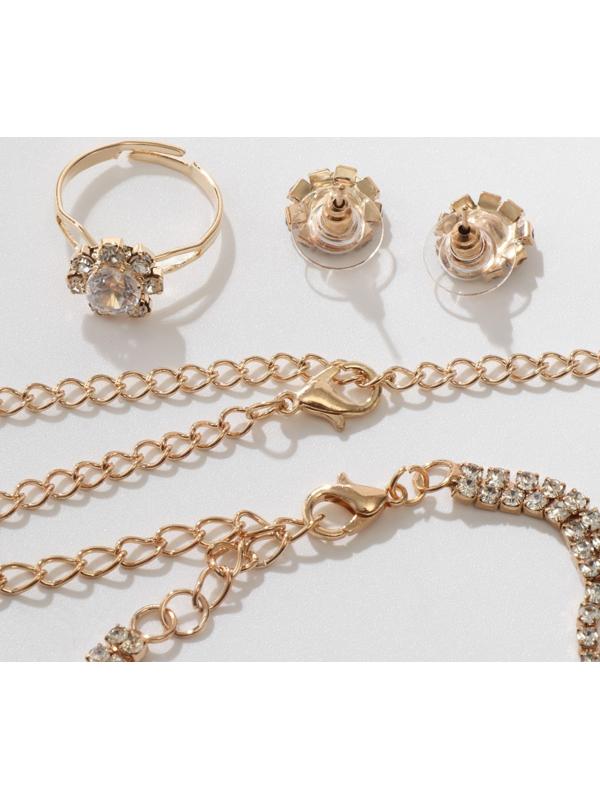 Набор 4 предмета: серьги, колье, браслет, кольцо 