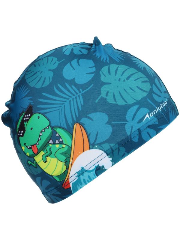 Шапочка для плавания детская ONLYTOP «Динозавр», тканевая, обхват 46-50 см