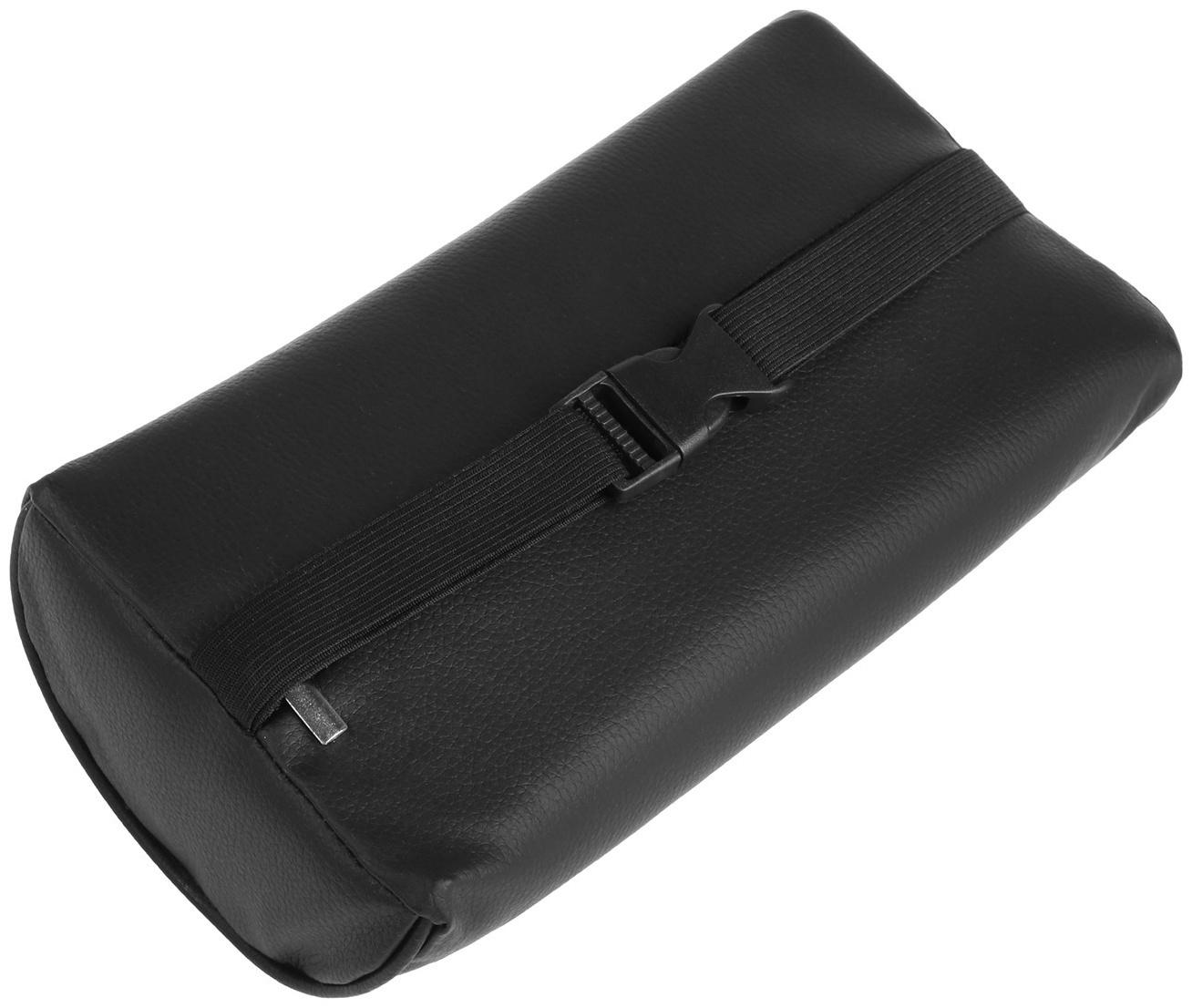 Подушка автомобильная для шеи 23×12,5 см, экокожа, черная