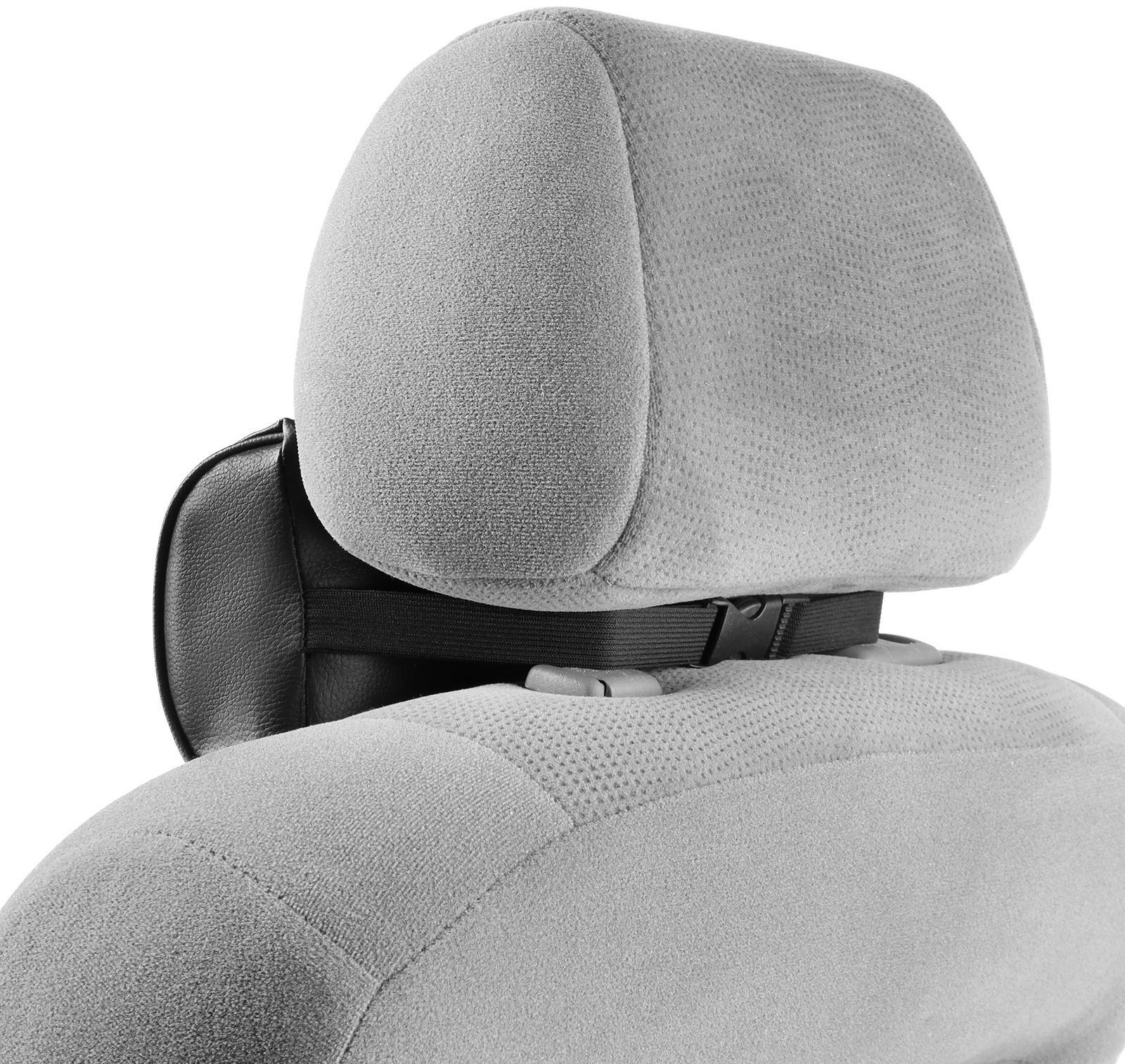 Подушка автомобильная для шеи 23×12,5 см, экокожа, черная