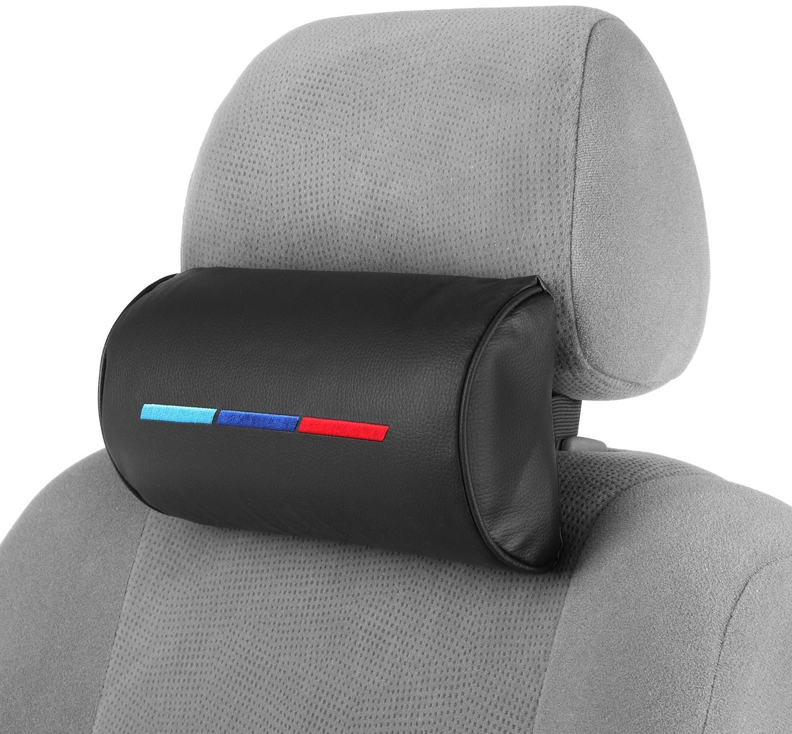 Подушка автомобильная для шеи 23×12,5 см, экокожа, черная