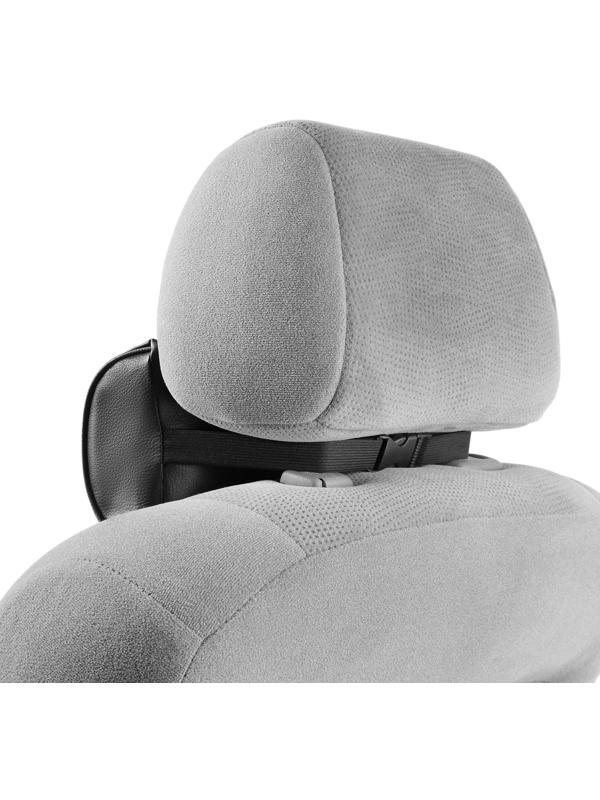 Подушка автомобильная для шеи 23×12,5 см, экокожа, черная