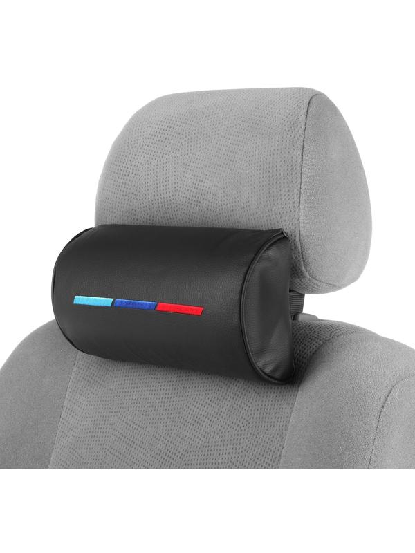 Подушка автомобильная для шеи 23×12,5 см, экокожа, черная