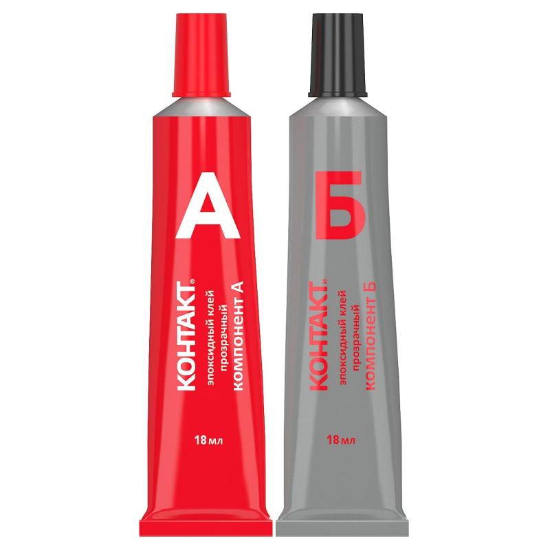 Клей эпоксидный прозрачный Контакт, 2x18 мл (22338)