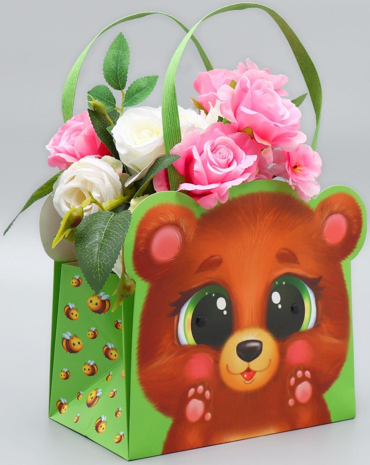 Переноски для цветов «Мишка», 20 × 12 × 12 см
