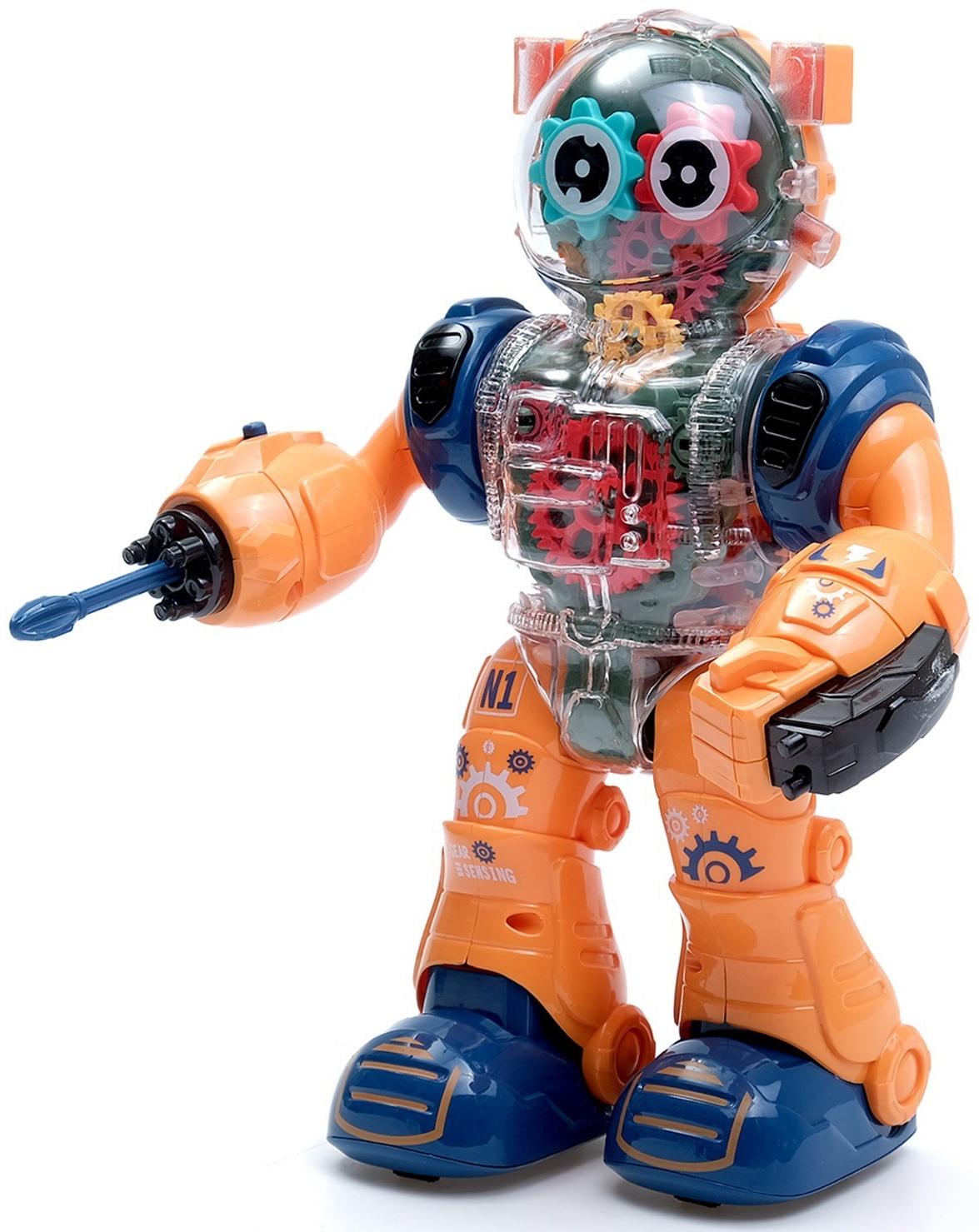 Робот «Шестерёнка», свет, звук, оранжевый