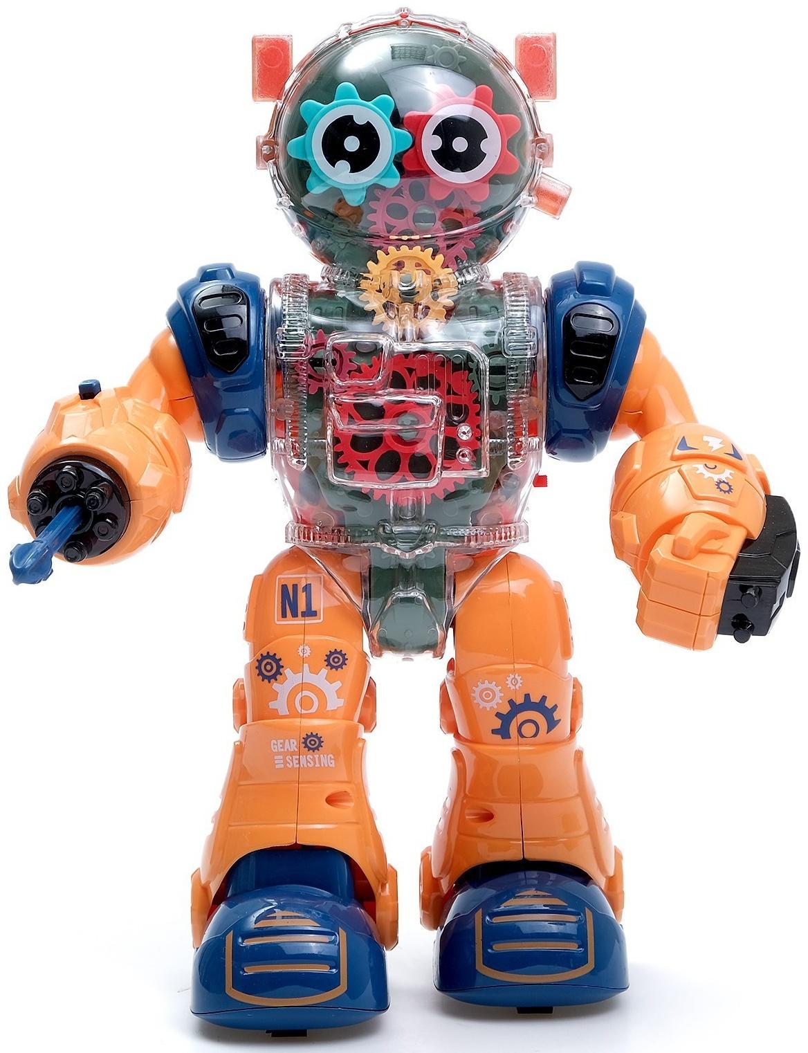 Робот «Шестерёнка», свет, звук, оранжевый