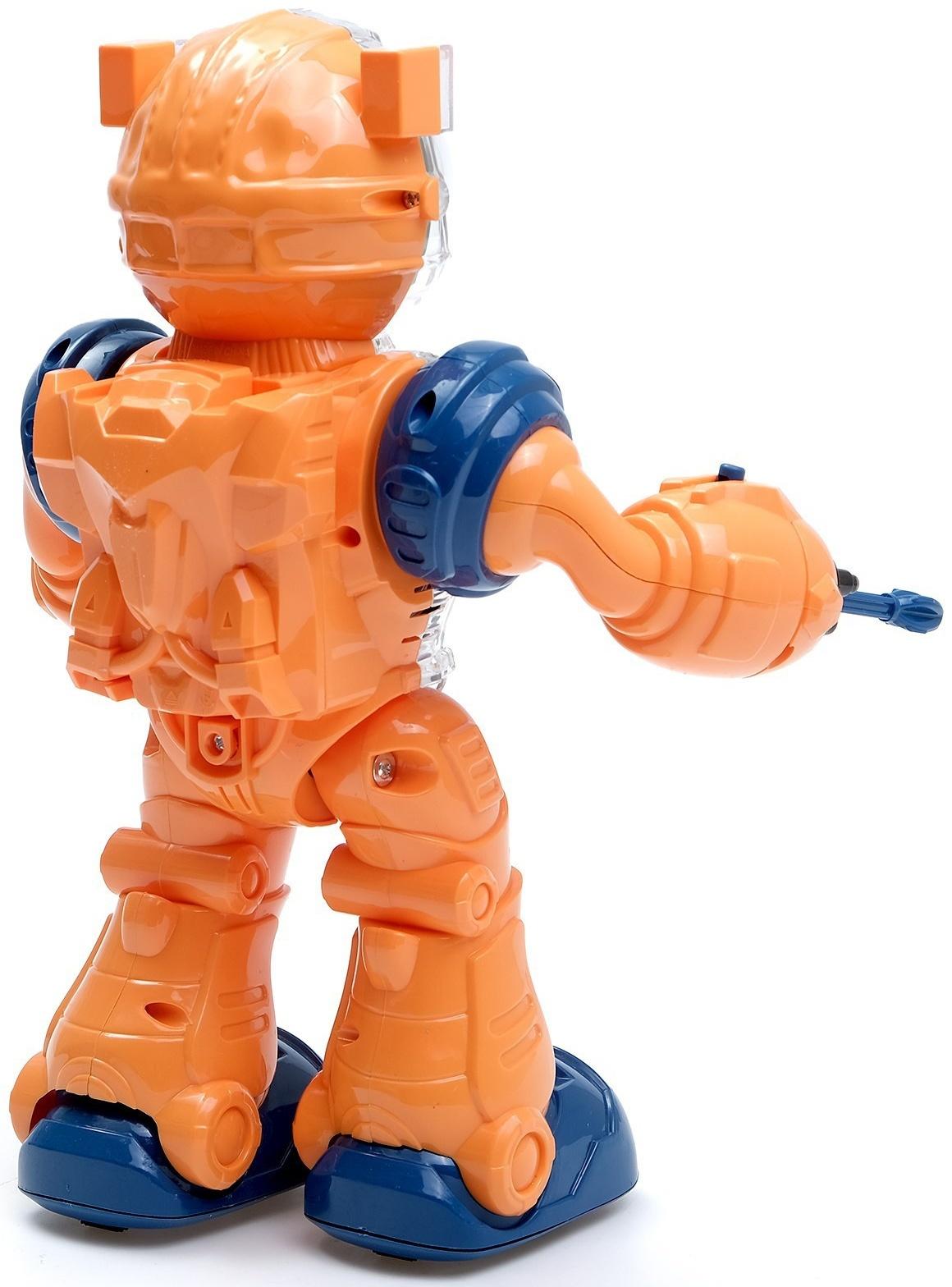 Робот «Шестерёнка», свет, звук, оранжевый