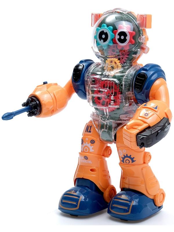Робот «Шестерёнка», свет, звук, оранжевый