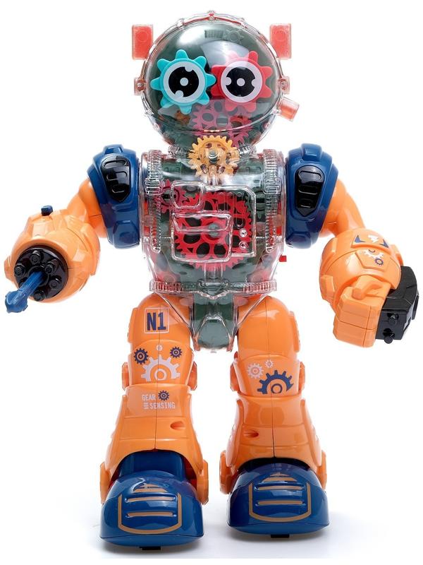 Робот «Шестерёнка», свет, звук, оранжевый