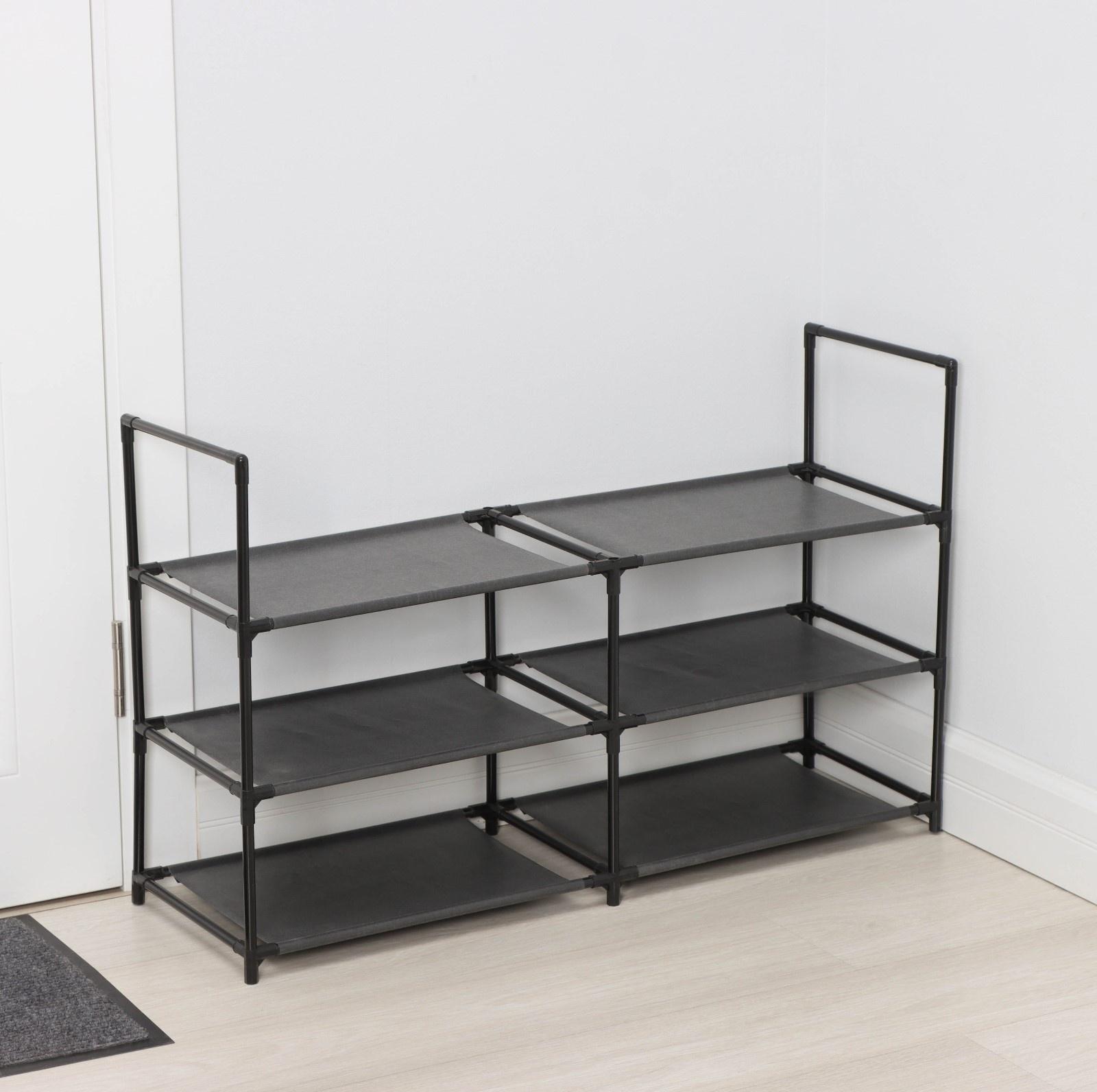 Полка для обуви LaDо́m, 3 яруса, 90×30×57 см, цвет чёрный