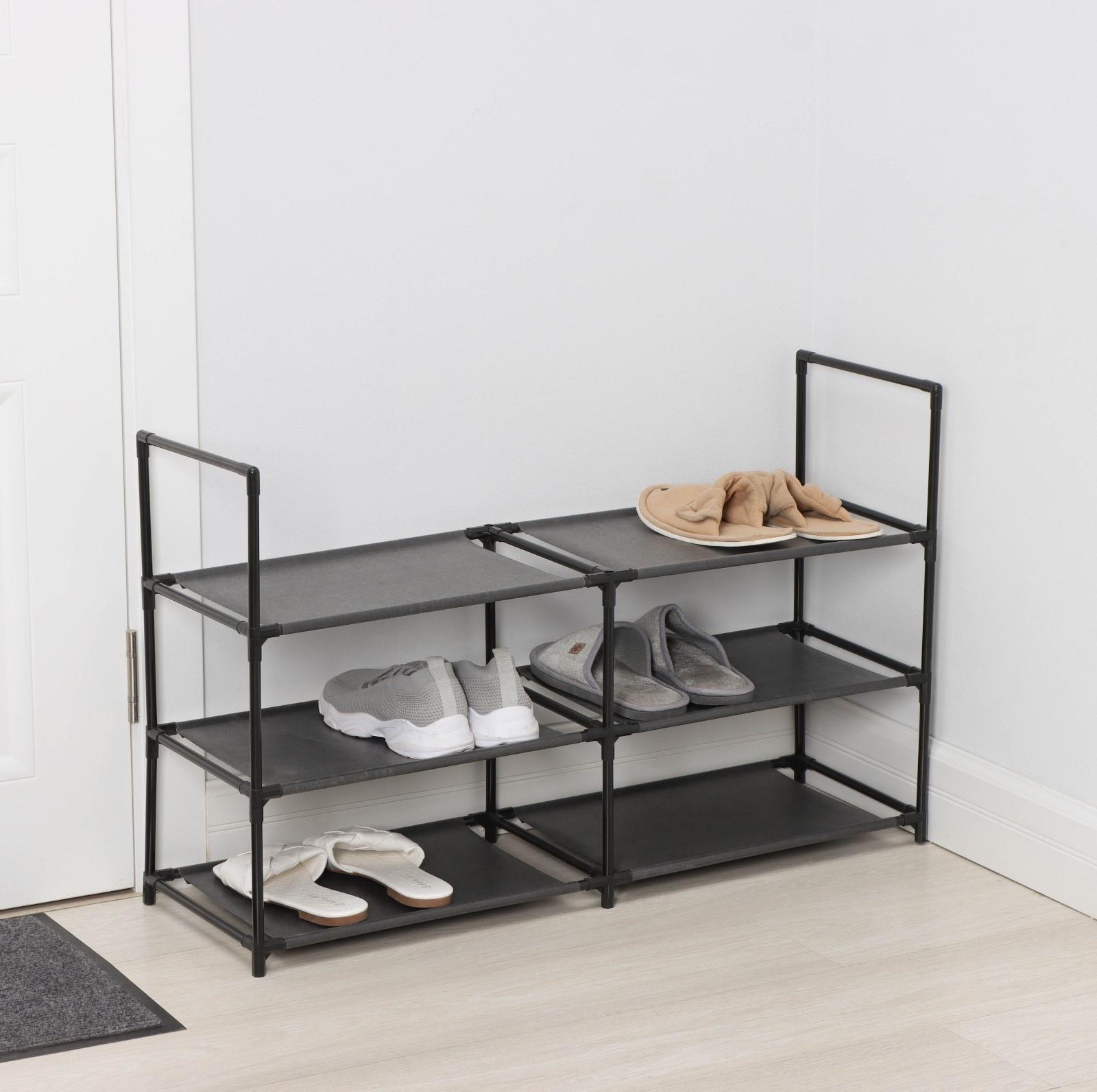 Полка для обуви LaDо́m, 3 яруса, 90×30×57 см, цвет чёрный