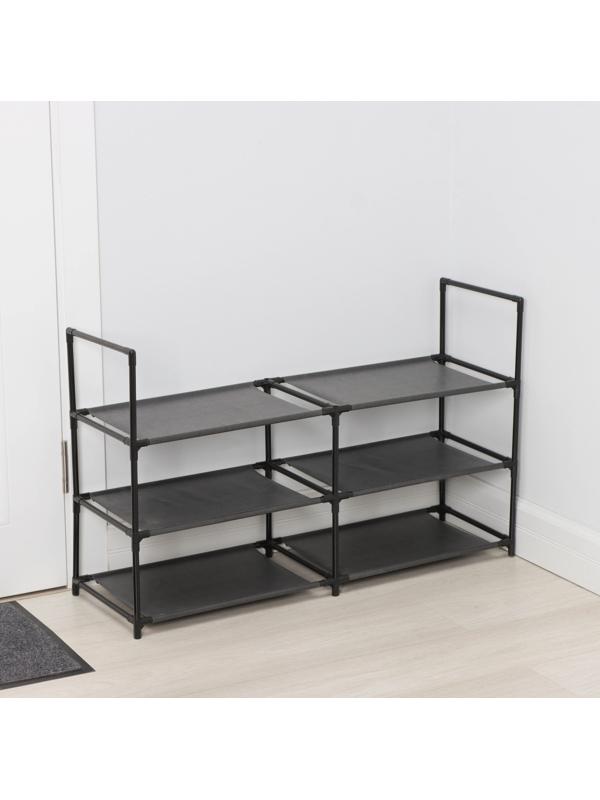 Полка для обуви LaDо́m, 3 яруса, 90×30×57 см, цвет чёрный