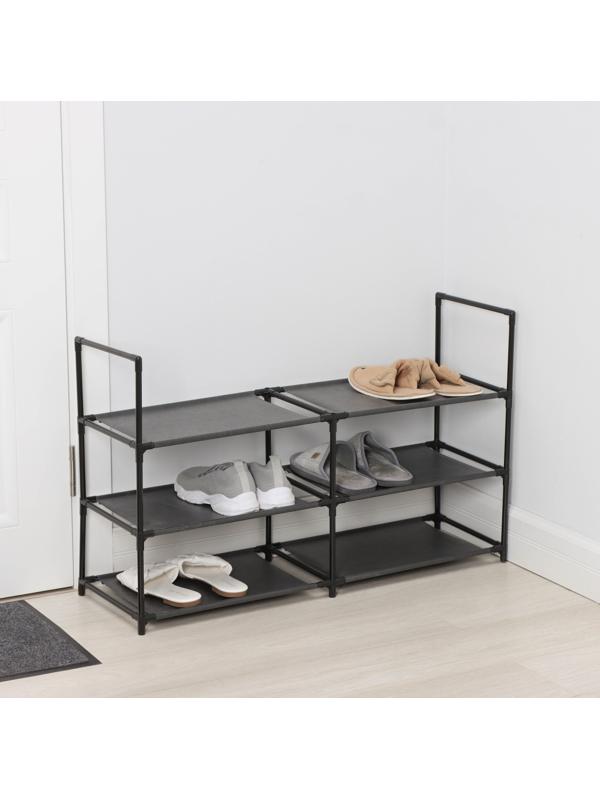 Полка для обуви LaDо́m, 3 яруса, 90×30×57 см, цвет чёрный