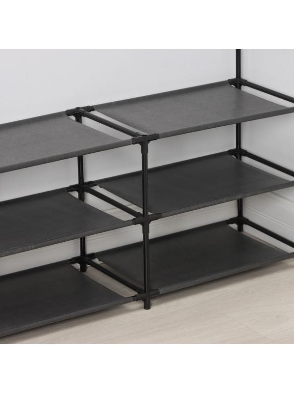 Полка для обуви LaDо́m, 3 яруса, 90×30×57 см, цвет чёрный