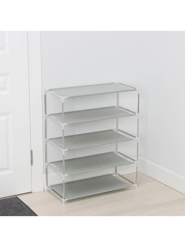 Полка для обуви LaDо́m, 5 ярусов, 60×30×72 см, цвет серый