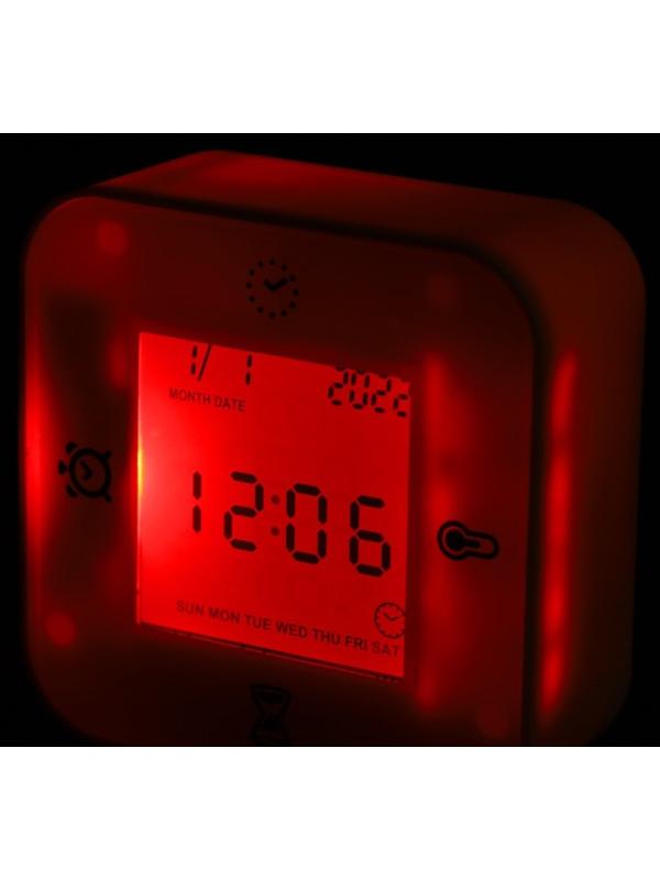 Будильник LB-24, таймер, температура, дата, будильник, подсветка, белый