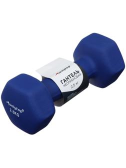 Гантель неопреновая ONLYTOP, 2,5 кг, цвет синий