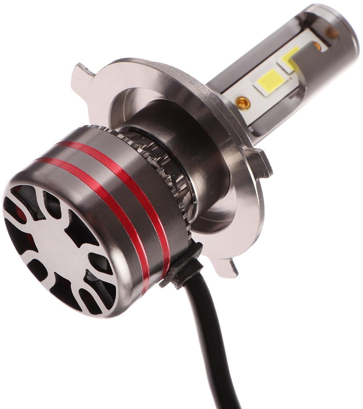 Автолампа светодиодная Н4, 12 В, 30 Вт,  2160 Лм, провод 20 см, свет белый, 2 шт