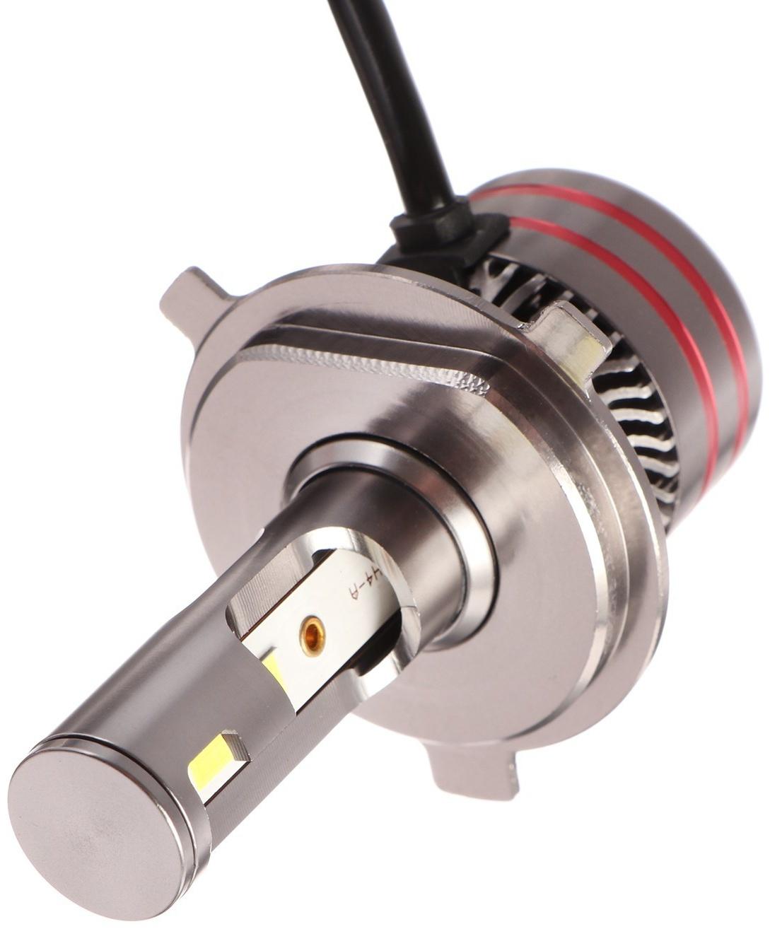 Автолампа светодиодная Н4, 12 В, 30 Вт,  2160 Лм, провод 20 см, свет белый, 2 шт