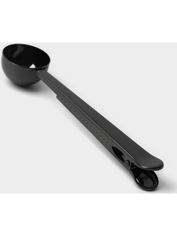 Ложка для кофе Доляна «Aroma», 15 мл, с зажимом, цвет чёрный